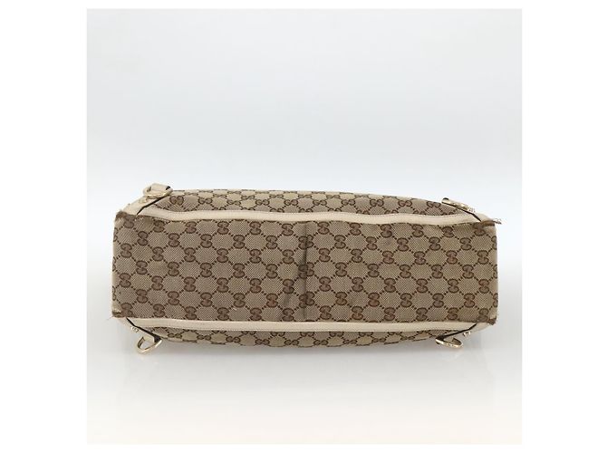 Borsa Tote Abbey GG Canvas Gucci Beige Oro 141472 Auth ARZ280 D'oro - vista 9
