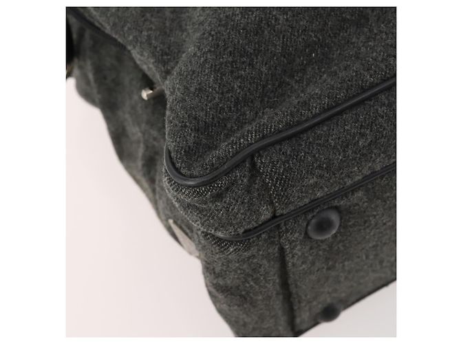 Borsa Boston PRADA in feltro grigio argento Auth 173489 Marrone - vista 17