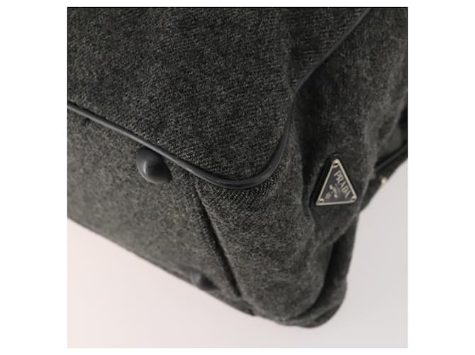 Borsa Boston PRADA in feltro grigio argento Auth 173489 Marrone - vista 18