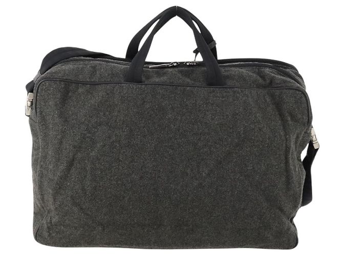 Borsa Boston PRADA in feltro grigio argento Auth 173489 Marrone - vista 2