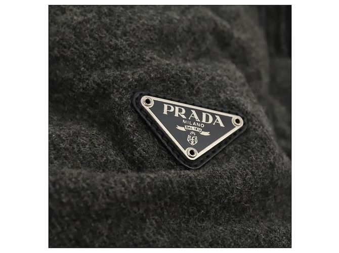 Borsa Boston PRADA in feltro grigio argento Auth 173489 Marrone - vista 20