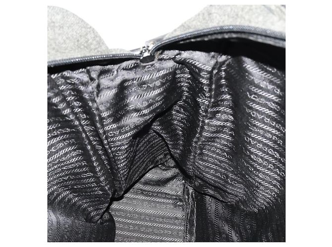 Borsa Boston PRADA in feltro grigio argento Auth 173489 Marrone - vista 22