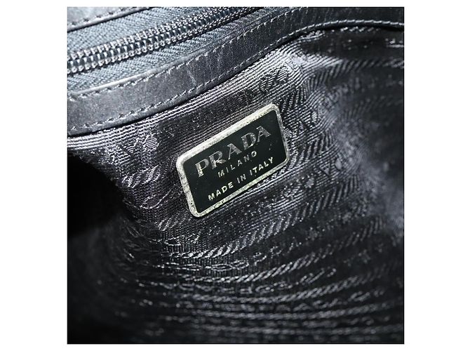 Borsa Boston PRADA in feltro grigio argento Auth 173489 Marrone - vista 24