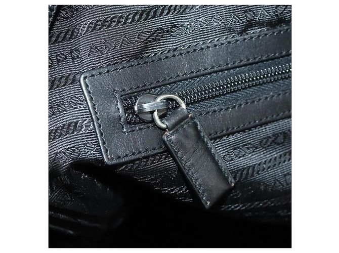 Borsa Boston PRADA in feltro grigio argento Auth 173489 Marrone - vista 25