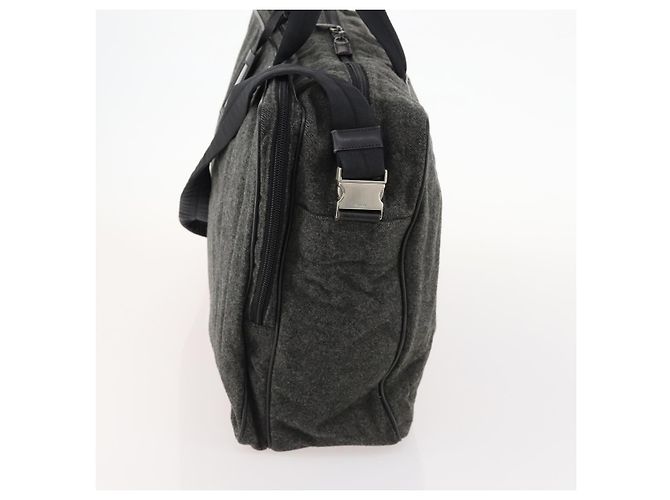 Borsa Boston PRADA in feltro grigio argento Auth 173489 Marrone - vista 3