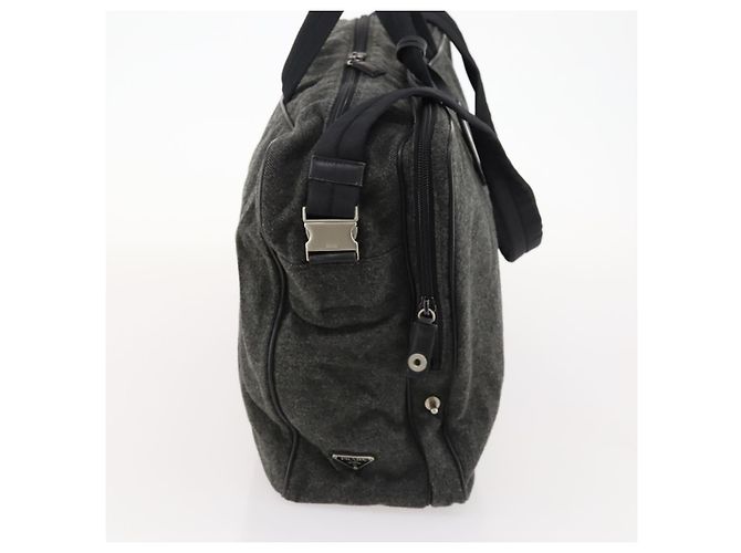Borsa Boston PRADA in feltro grigio argento Auth 173489 Marrone - vista 4
