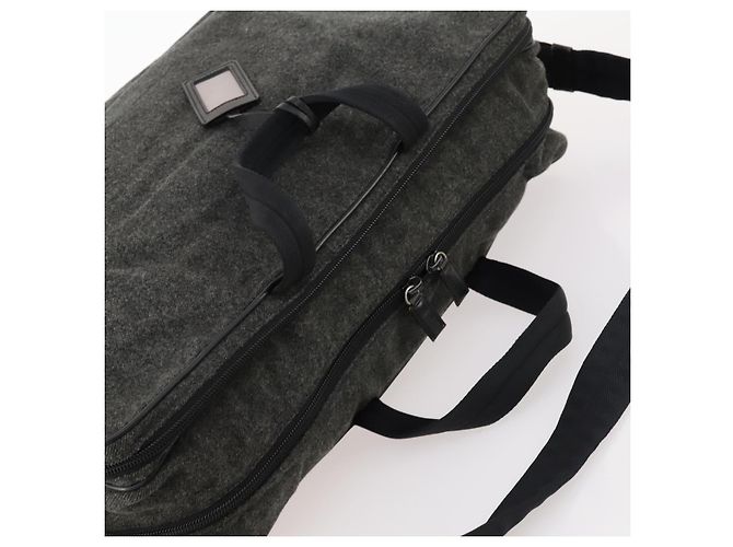 Borsa Boston PRADA in feltro grigio argento Auth 173489 Marrone - vista 6