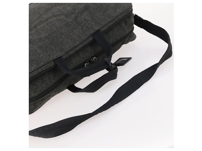 Borsa Boston PRADA in feltro grigio argento Auth 173489 Marrone - vista 7