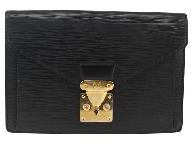 LOUIS VUITTON Epi Serie Dragonne Clutch Bag Nero M52612 LV Auth ep13784 - vista 13