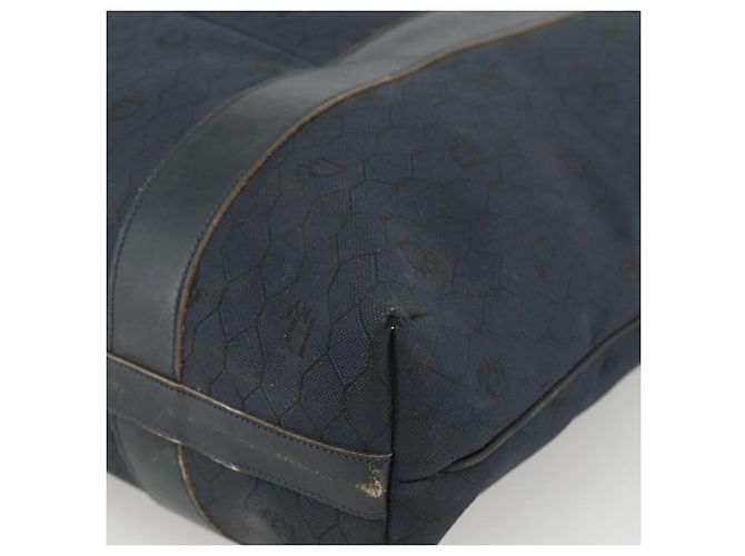 Borsa Boston in tela a nido d'ape Christian Dior blu navy Auth BSZ020 - vista 10