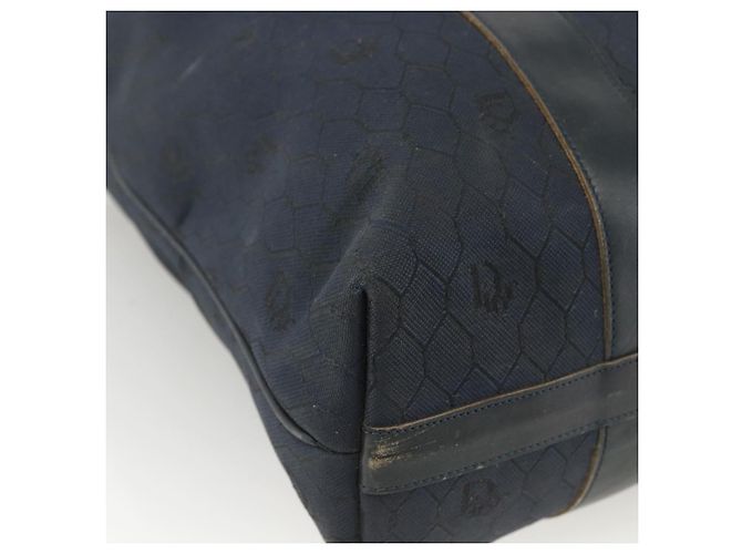 Borsa Boston in tela a nido d'ape Christian Dior blu navy Auth BSZ020 - vista 11