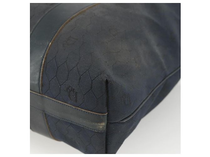Borsa Boston in tela a nido d'ape Christian Dior blu navy Auth BSZ020 - vista 12