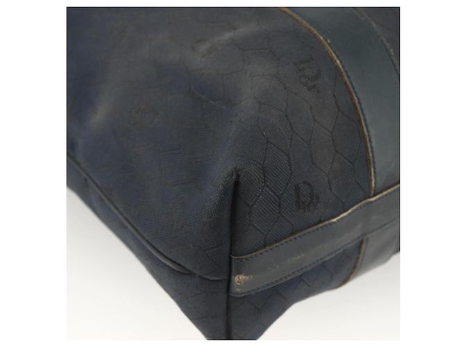 Borsa Boston in tela a nido d'ape Christian Dior blu navy Auth BSZ020 - vista 13