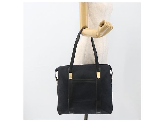 Borsa Boston in tela a nido d'ape Christian Dior blu navy Auth BSZ020 - vista 21