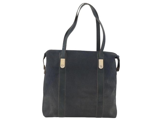 Borsa Boston in tela a nido d'ape Christian Dior blu navy Auth BSZ020 - vista 3