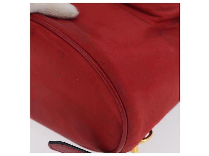 Zaino Vala in suede rosso e oro Auth BA11218 di Salvatore Ferragamo D'oro - vista 13