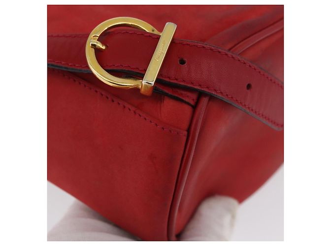 Zaino Vala in suede rosso e oro Auth BA11218 di Salvatore Ferragamo D'oro - vista 14