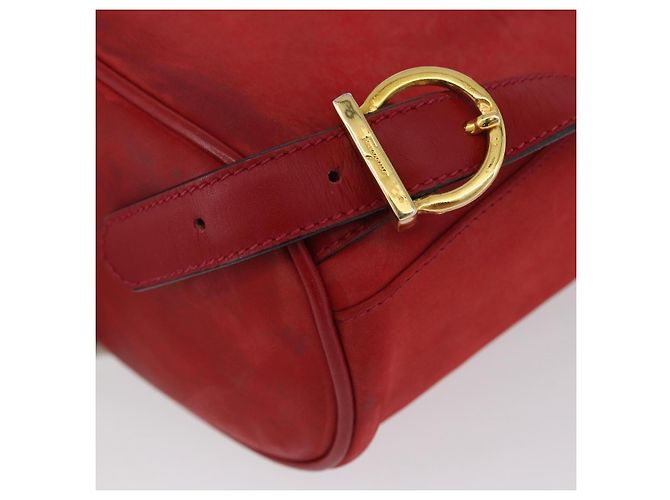 Zaino Vala in suede rosso e oro Auth BA11218 di Salvatore Ferragamo D'oro - vista 15