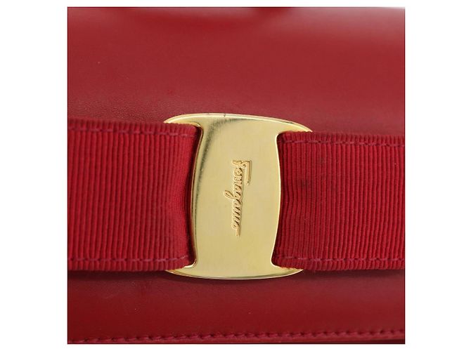 Zaino Vala in suede rosso e oro Auth BA11218 di Salvatore Ferragamo D'oro - vista 16