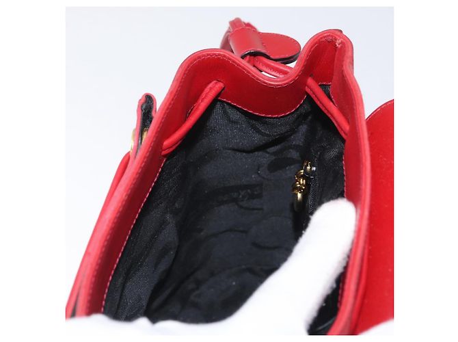 Zaino Vala in suede rosso e oro Auth BA11218 di Salvatore Ferragamo D'oro - vista 22