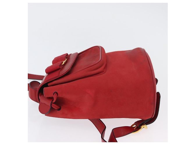 Zaino Vala in suede rosso e oro Auth BA11218 di Salvatore Ferragamo D'oro - vista 5