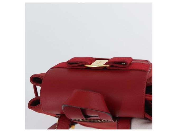 Zaino Vala in suede rosso e oro Auth BA11218 di Salvatore Ferragamo D'oro - vista 6