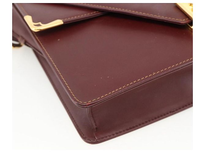 Cartier Borsa a spalla Must Line in pelle Bordeaux oro Auth BA11403 D'oro Bordò - vista 11