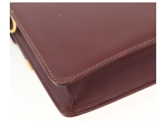 Cartier Borsa a spalla Must Line in pelle Bordeaux oro Auth BA11403 D'oro Bordò - vista 13