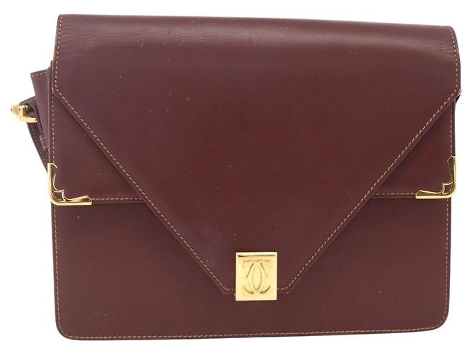 Cartier Borsa a spalla Must Line in pelle Bordeaux oro Auth BA11403 D'oro Bordò - vista 2