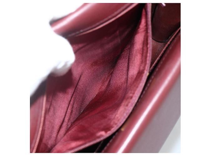 Cartier Borsa a spalla Must Line in pelle Bordeaux oro Auth BA11403 D'oro Bordò - vista 20