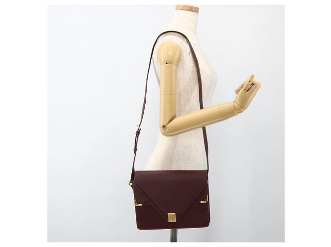 Cartier Borsa a spalla Must Line in pelle Bordeaux oro Auth BA11403 D'oro Bordò - vista 23