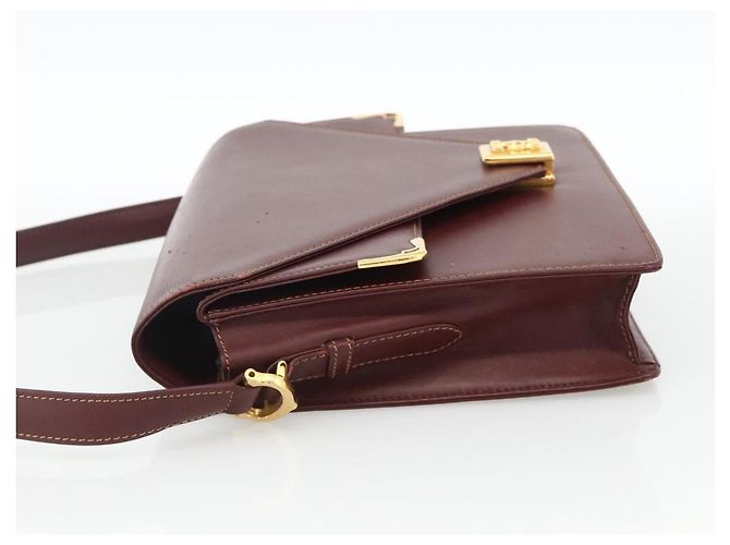 Cartier Borsa a spalla Must Line in pelle Bordeaux oro Auth BA11403 D'oro Bordò - vista 4