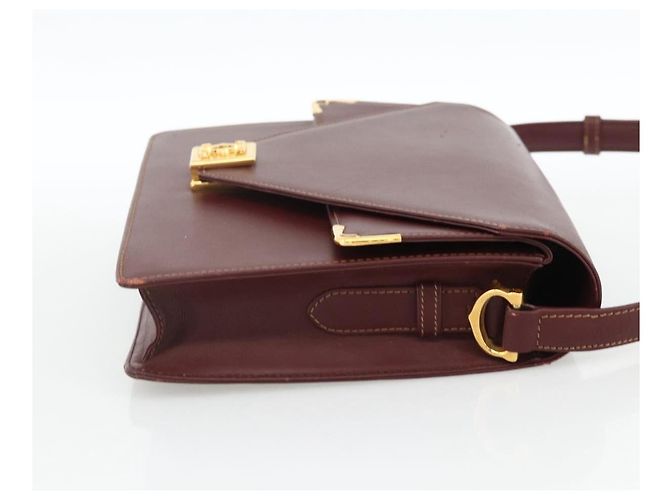 Cartier Borsa a spalla Must Line in pelle Bordeaux oro Auth BA11403 D'oro Bordò - vista 5