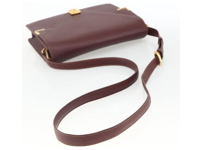 Cartier Borsa a spalla Must Line in pelle Bordeaux oro Auth BA11403 D'oro Bordò - vista 7