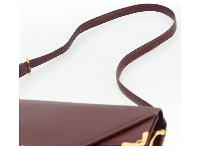 Cartier Borsa a spalla Must Line in pelle Bordeaux oro Auth BA11403 D'oro Bordò - vista 8