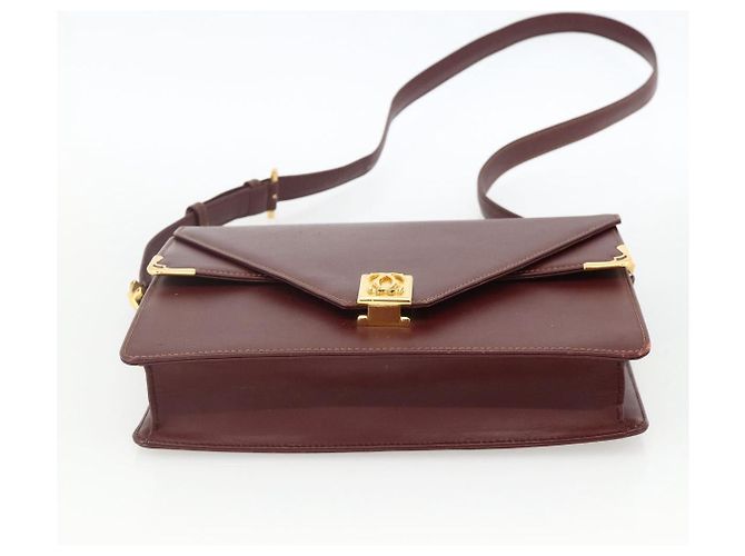 Cartier Borsa a spalla Must Line in pelle Bordeaux oro Auth BA11403 D'oro Bordò - vista 9