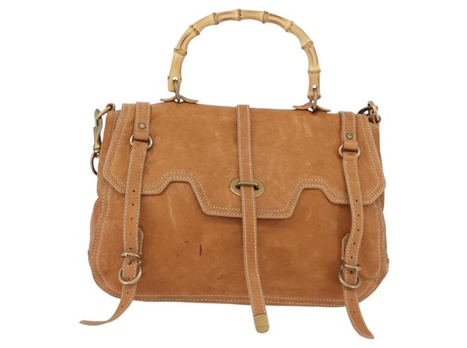 Borsa a mano in pelle Miu Miu Bamboo 2 in 1 Marrone Oro Auth 174060A D'oro - vista 13