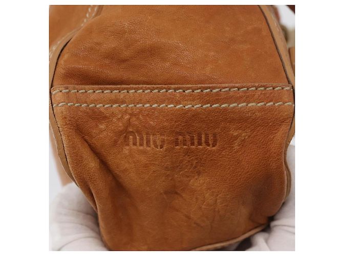 Borsa a mano in pelle Miu Miu Bamboo 2 in 1 Marrone Oro Auth 174060A D'oro - vista 20