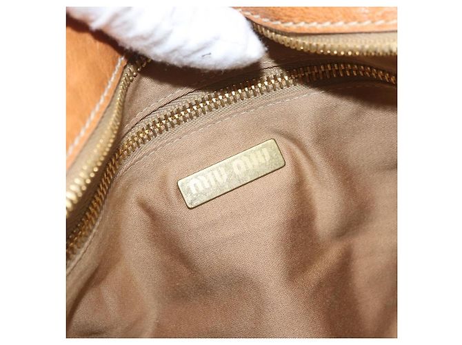 Borsa a mano in pelle Miu Miu Bamboo 2 in 1 Marrone Oro Auth 174060A D'oro - vista 25