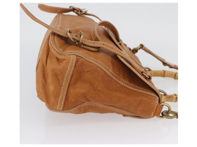 Borsa a mano in pelle Miu Miu Bamboo 2 in 1 Marrone Oro Auth 174060A D'oro - vista 3