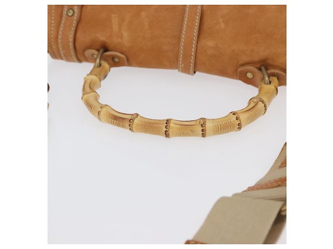 Borsa a mano in pelle Miu Miu Bamboo 2 in 1 Marrone Oro Auth 174060A D'oro - vista 7