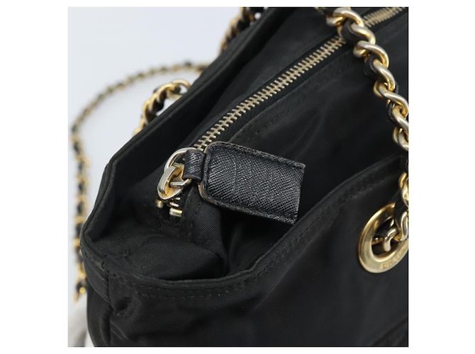Borsa a Spalla con Catena Prada in Nylon Oro Nero Auth bs34054 D'oro - vista 10