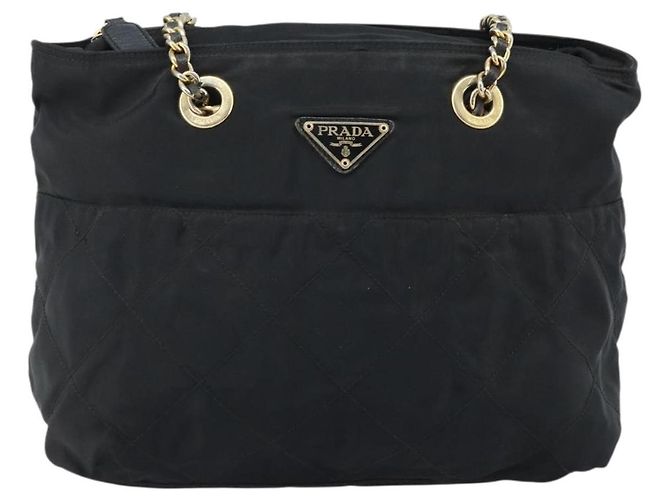 Borsa a Spalla con Catena Prada in Nylon Oro Nero Auth bs34054 D'oro - vista 13