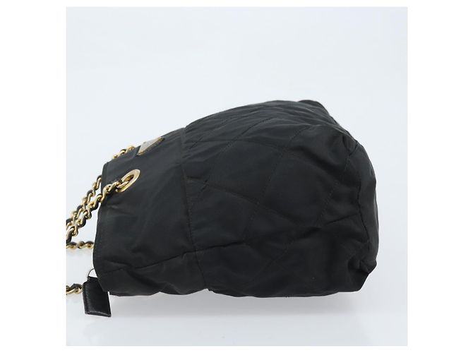 Borsa a Spalla con Catena Prada in Nylon Oro Nero Auth bs34054 D'oro - vista 4