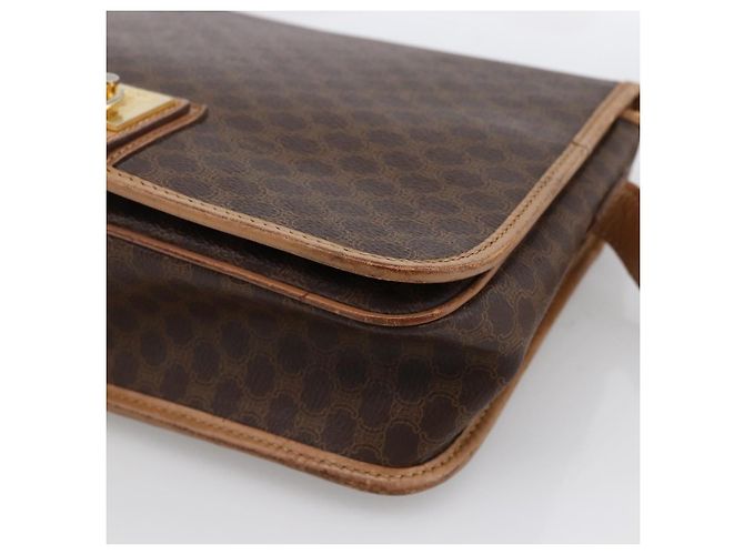 Céline Borsa a Spalla in Tela Macadam CELINE in Pelle PVC Marrone Oro Auth 170071 D'oro - vista 10