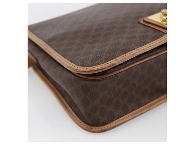 Céline Borsa a Spalla in Tela Macadam CELINE in Pelle PVC Marrone Oro Auth 170071 D'oro - vista 11