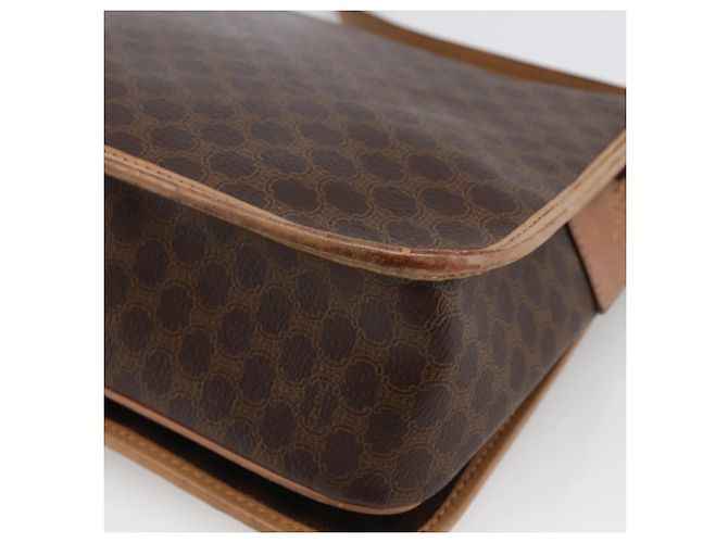 Céline Borsa a Spalla in Tela Macadam CELINE in Pelle PVC Marrone Oro Auth 170071 D'oro - vista 12