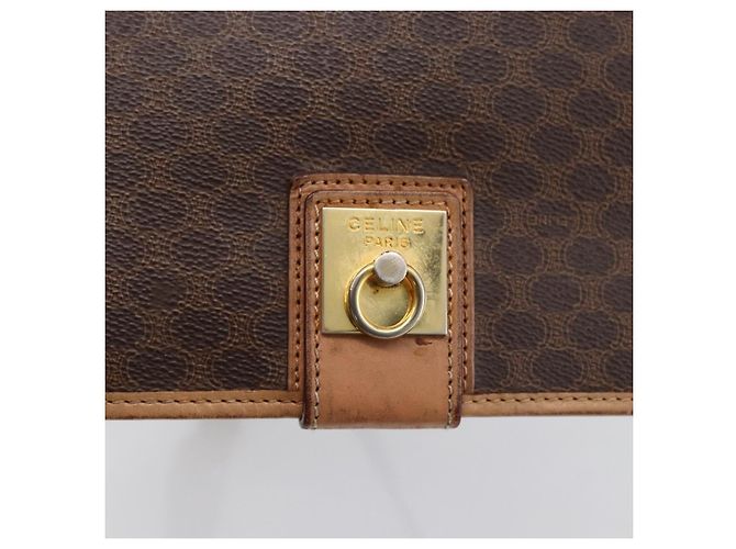 Céline Borsa a Spalla in Tela Macadam CELINE in Pelle PVC Marrone Oro Auth 170071 D'oro - vista 14