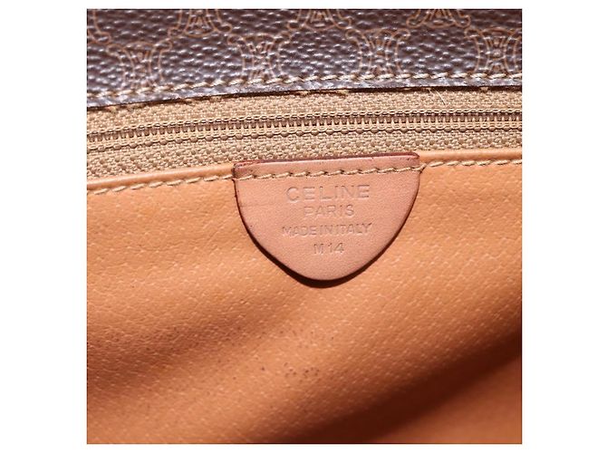 Céline Borsa a Spalla in Tela Macadam CELINE in Pelle PVC Marrone Oro Auth 170071 D'oro - vista 16