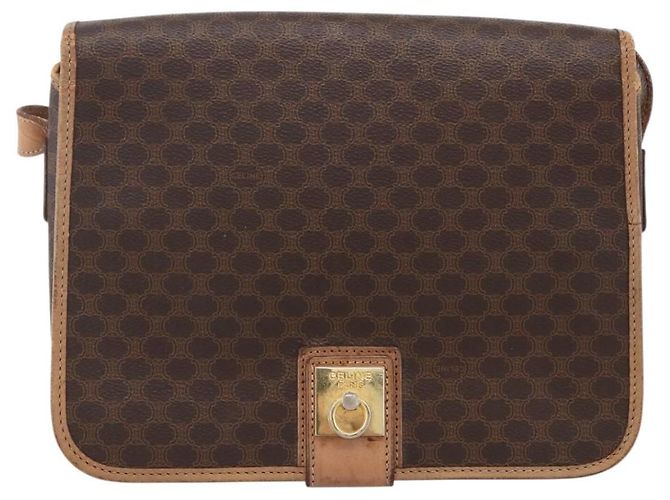 Céline Borsa a Spalla in Tela Macadam CELINE in Pelle PVC Marrone Oro Auth 170071 D'oro - vista 2
